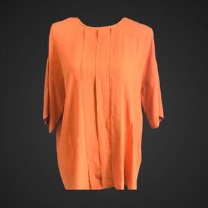 M Missoni Orange Silk Tunic Top Tuck Pleated Front Y